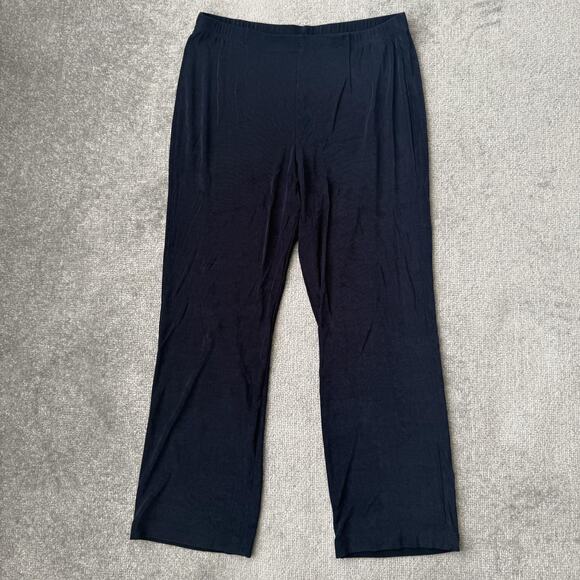 Chico's Pants - Chicos Pants Womens Large Petite Navy Blue Relaxed Pull On Wide Leg Stretch
